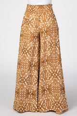 Camel Multi Printed Wide Leg Pants