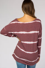 Burgundy Tie Dye Striped French Terry Maternity Top