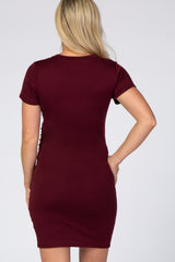 Burgundy Wrap Maternity T-Shirt Dress