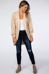 Cream Cable Knit Bubble Sleeve Cardigan