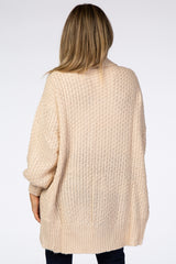 Cream Cable Knit Bubble Sleeve Cardigan