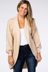 Cream Cable Knit Bubble Sleeve Cardigan