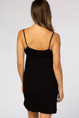 Black V-Neck Babydoll Maternity Sleep Dress