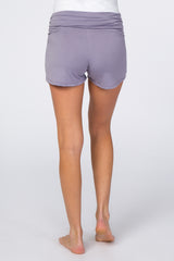 Lavender Ruched Side Maternity Lounge Shorts