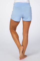 Light Blue Ruched Side Maternity Lounge Shorts