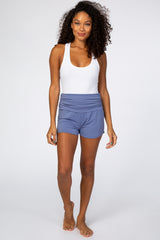Blue Ruched Side Lounge Shorts