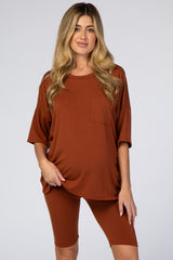 Rust Biker Short Maternity Sleep Set