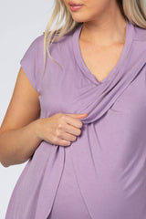 Lavender Layered Wrap Front Maternity Nursing Top