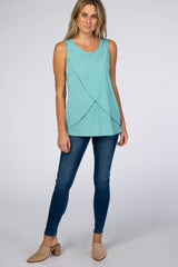 Emerald Green Solid Sleeveless Nursing Top