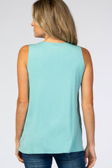 Emerald Green Solid Sleeveless Nursing Top