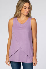 Lavender Solid Sleeveless Maternity Nursing Top