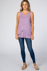 Lavender Solid Sleeveless Nursing Top