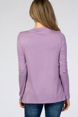 Lavender Solid Layered Front Long Sleeve Nursing Top