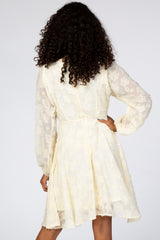 Cream Chiffon Flocked Floral Dress