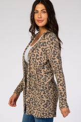 Brown Animal Print Knit Cardigan