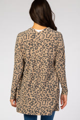 Brown Animal Print Knit Cardigan