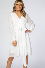 White Chiffon Wrap Dress