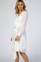 White Chiffon Wrap Dress