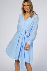 Light Blue Chiffon Wrap Dress