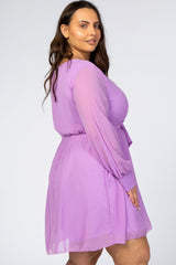 Lavender Chiffon Plus Wrap Dress
