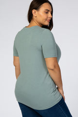 Light Olive Short Sleeve Plus Top