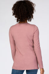 Light Pink Fitted Long Sleeve Tee