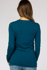 Teal Fitted Long Sleeve Maternity Tee