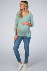 Mint Basic Ruched Fitted Maternity Top