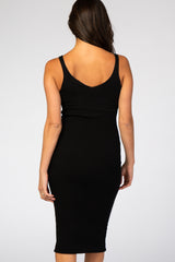 Black Sleeveless V-Neck Sweater Dress