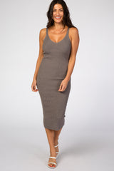 Heather Grey Sleeveless V-Neck Sweater Dress