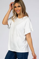 Ivory Ruffle Short Sleeve Top