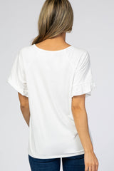 Ivory Ruffle Short Sleeve Top