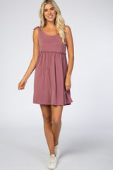 Mauve Knot Tie Strap Dress
