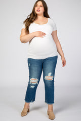 Blue Distressed Maternity Plus Jeans