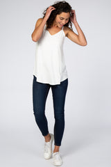 Ivory Basic Flowy Thin Strap Top