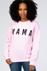Light Pink Screen Print Mama Maternity Pullover Sweatshirt