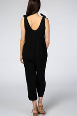 Black Knot Strap Cropped Jumpsuit