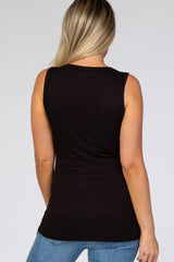 Black Ribbed Sleeveless Maternity Top