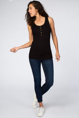 Black Ribbed Sleeveless Top