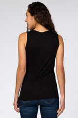 Black Ribbed Sleeveless Top
