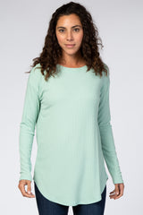 Mint Long Sleeve Ribbed Maternity Top