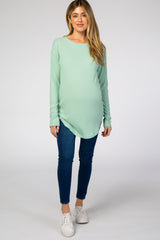 Mint Long Sleeve Ribbed Maternity Top