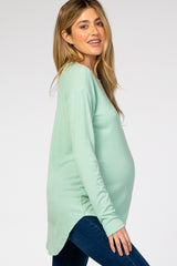 Mint Long Sleeve Ribbed Maternity Top