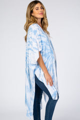 Light Blue Tie Dye Side Slit Maternity Coverup