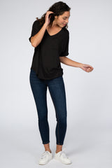 Black Pocket Front Dolman Top