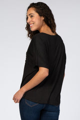 Black Pocket Front Dolman Top