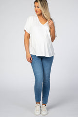 Ivory Pocket Front Dolman Maternity Top