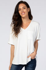 Ivory Pocket Front Dolman Maternity Top