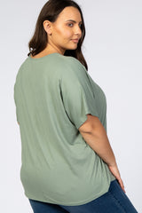 Olive Pocket Front Dolman Plus Top
