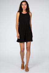 Black Ribbed Sleeveless Dress